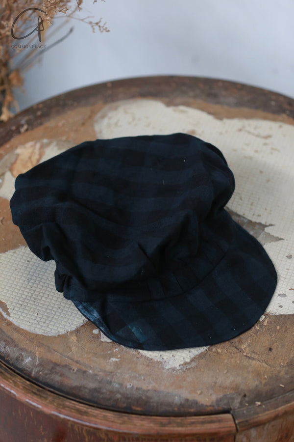 ARCHIVIO J.M.Ribot linen beret plaid HA33/QD-GEZI